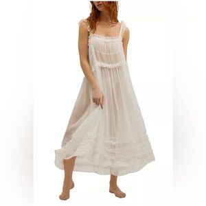 Free People White Sheer Slip Dress